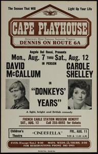 Angelo Del Rossi, presents Mon., Aug. 7 thru Sat., Aug. 12 in person David McCallum, Carole Shelley in "Donkeys' Years"