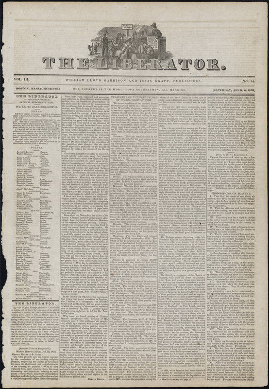 The Liberator. April 06, 1833 Digital Commonwealth