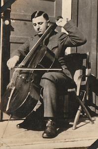 Henry Velleca playing cello, Marine base Quantico, VA