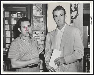 Star Right Handers of the Washington Senators are Conrad Marrero (left) and Bob Porterfield shown as they arrived at the Hotel Kenmore for their game with the Red Sox tonight at Fenway Park. Marrero is slated to start for the Nats this evening.