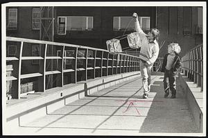 On the second day of Spring Michael (12) and Teddy (4) Winston of Boston went out to fly a kite. They crossed Storrow Drive via overpass.