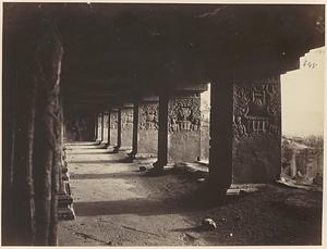 Interior view of the Dashavatara temple, Cave 15, Ellora Caves, India