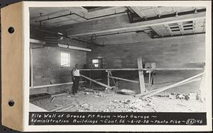 Contract No. 56, Administration Buildings, Main Dam, Belchertown, tile wall of grease pit room, west garage, Belchertown, Mass., Jun. 10, 1938