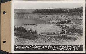 Contract No. 108, Utility Wharves, Quabbin Reservoir, Ware, panorama of anchorage basin, looking westerly from Sta. 0+00, 50 feet left, Ware, Mass., Sep. 18, 1940