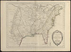 Carte de la Louisiane et des pays voisins dédiée à M. Rouillé sécretaire d'état, ayant le Département de la marine