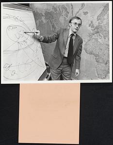 Drug Control Strategies. Roy Kinsey, a young lawyer for the Bureau of Narcotics and Dangerous Drugs, demonstrates a point on a diagram in the Bureau's Washington headquarters. Progress in drug control is being made: the buying of informants and diplomatic pressures on narcotics producing countries are helping to cut down the flow of drugs into the U.S. Kinsey helped write the new federal law focusing on the sellers of drugs, reducing the penalty for simple possession of marijuana. He thinks law alone will not solve the problem. "But it's going to make our work easier for us."