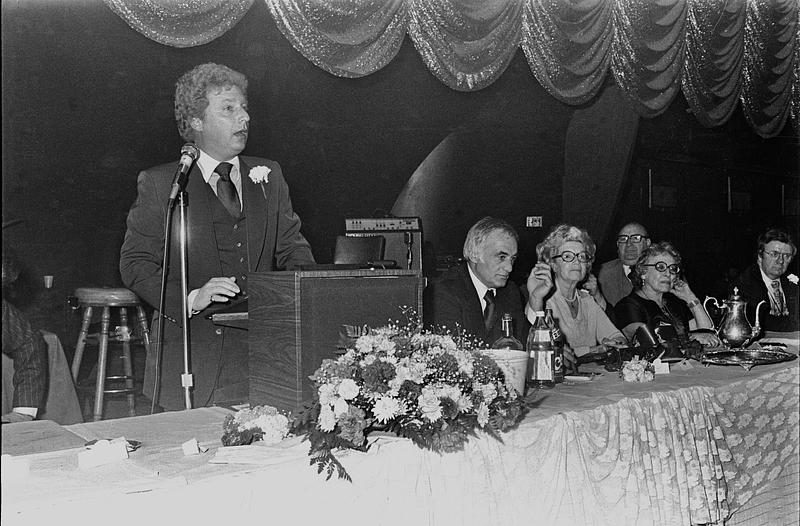 Mayor Pressman head table, Attorney General Frank Bellotti, Mrs. Pressman