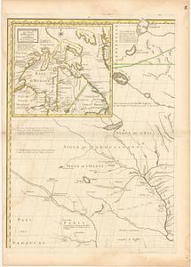 Amerique Septentrionale avec les routes, distances en miles, villages et etablissements françois et anglois