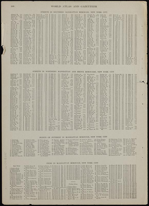 Map of the part of the boroughs of Manhattan and Bronx, New York City
