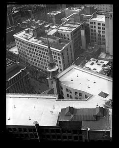 Boston from above, Old South Meeting House spire in center
