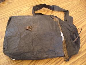 American Civil War era black painted canvas backpack