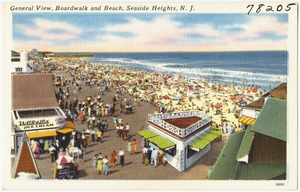 Boardwalk and beach from casino, Seaside Heights, N. J.