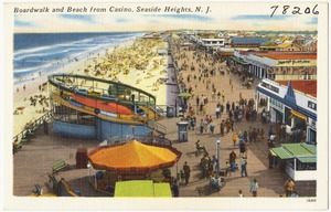 Boardwalk and beach from casino, Seaside Heights, N. J.
