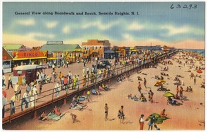General view along boardwalk and beach, Seaside Heights, N. J.