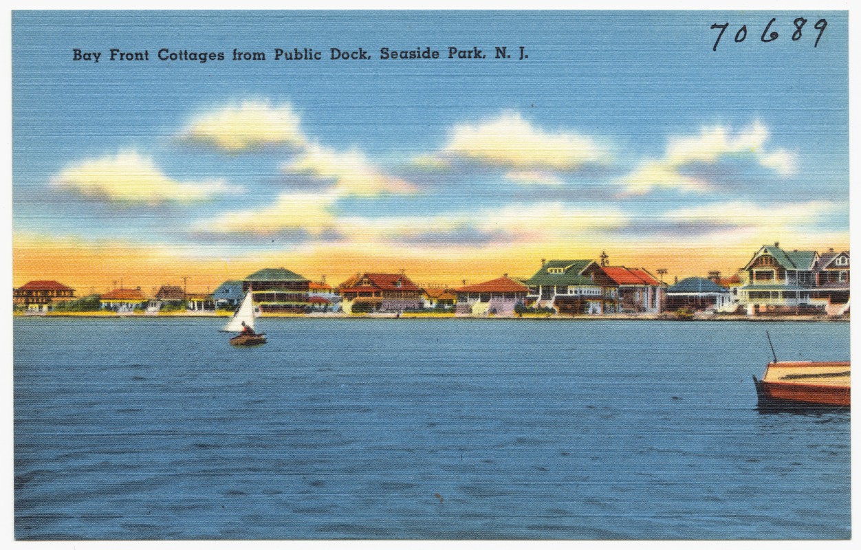 Bay front cottages from public dock, Seaside Park, N. J.