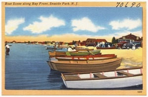 Boat scene along bay front, Seaside Park, N. J.