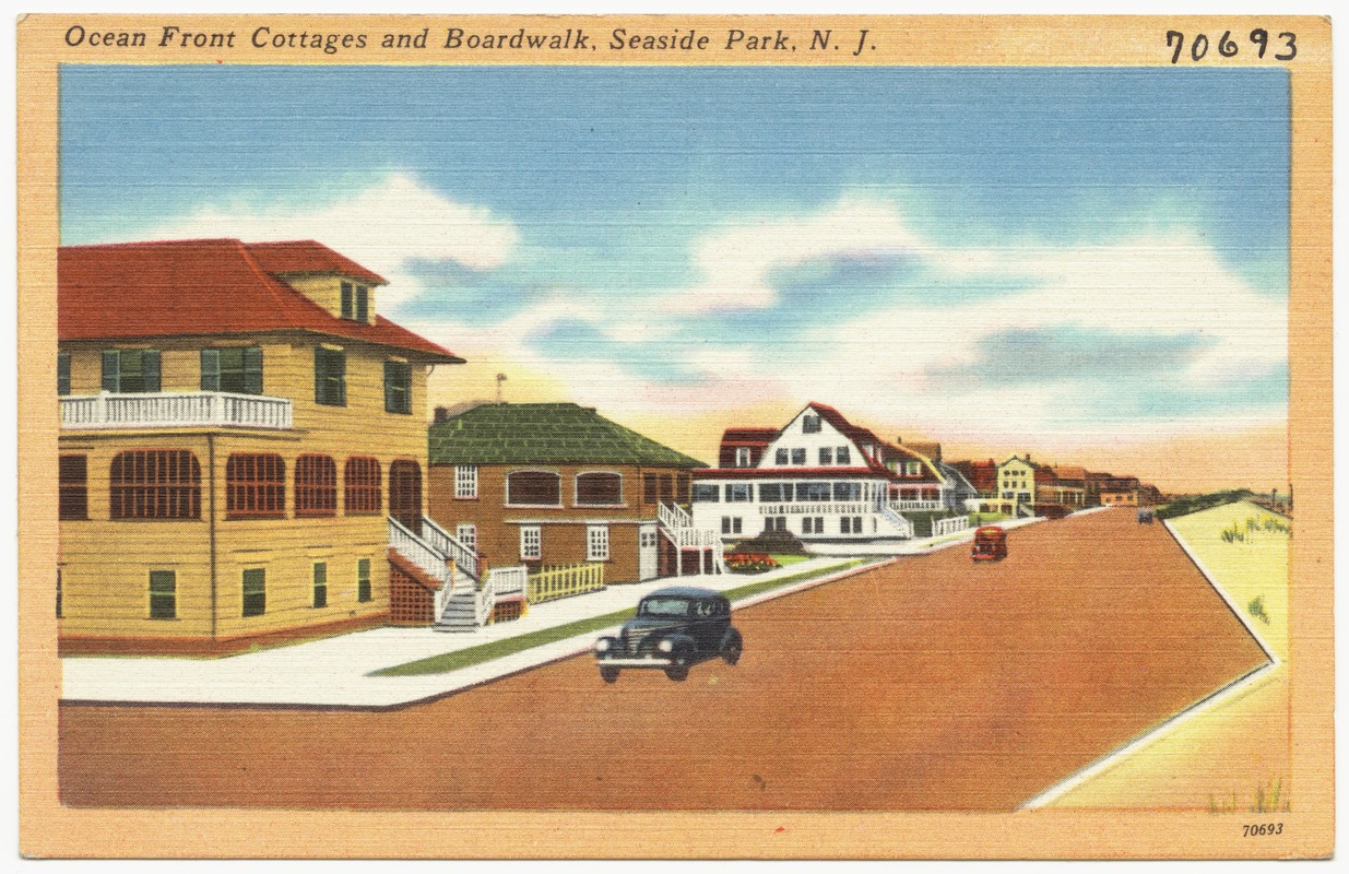 Ocean front cottages and boardwalk, Seaside Park, N. J.