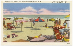 Enjoying the beach and sun at Ship Bottom, N. J.
