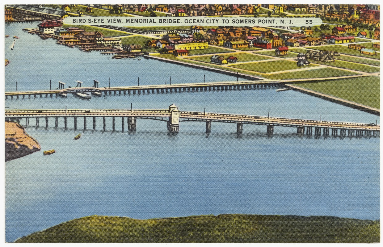 Bird'seye view, Memorial Bridge, Ocean City to Somers Point, N. J