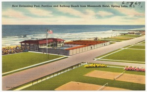 New swimming pool, pavilion and bathing beach from Monmouth Hotel, Spring Lake, N. J.