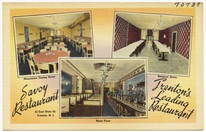 Savoy Restaurant, 43 East State St., Trenton, N. J. -- mezzanine dining room, banquet room, main floor
