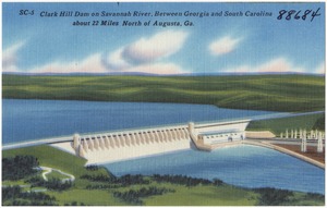 Clark Hill Dam on Savannah River, between Georgia and South Carolina about 22 miles north of Augusta, Ga.