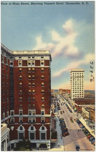 View of Main Street, showing Poinsett Hotel, Greenville, S. C.