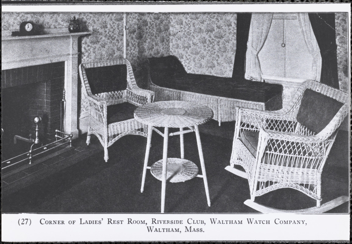 Corner of Ladies' Rest Room, Riverside Club, Waltham Watch Company, Waltham, Mass.