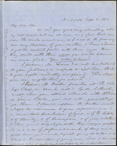 Letter from Zadoc Long to John D. Long, September 8, 1853
