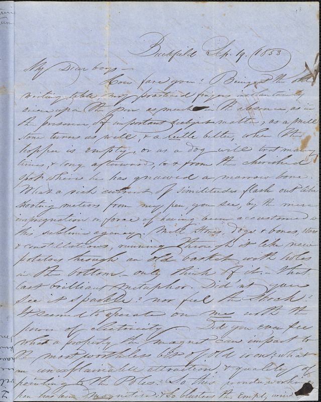 Letter from Zadoc Long to John D. Long, September 19, 1853