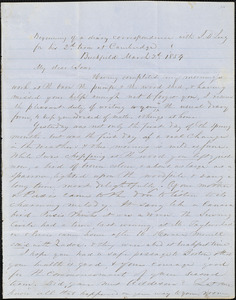 Letter from Zadoc Long to John D. Long, March 2, 1854