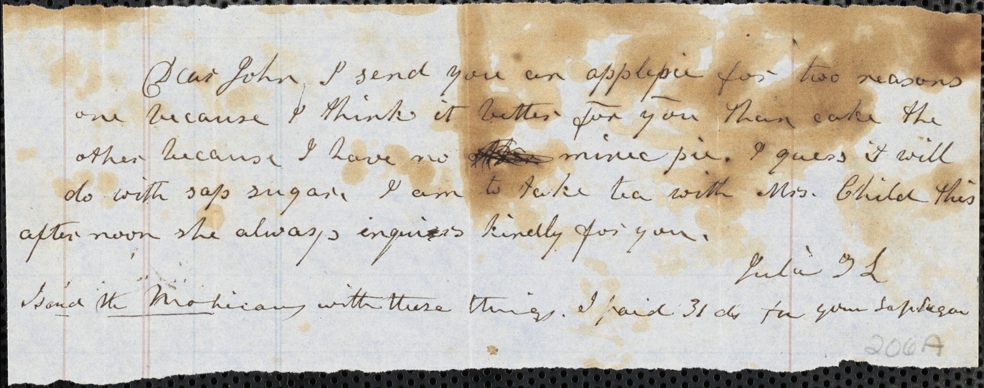 Correspondence from Julia Temple Davis Long and Zadoc Long to John D. Long, April 16-17, 1854