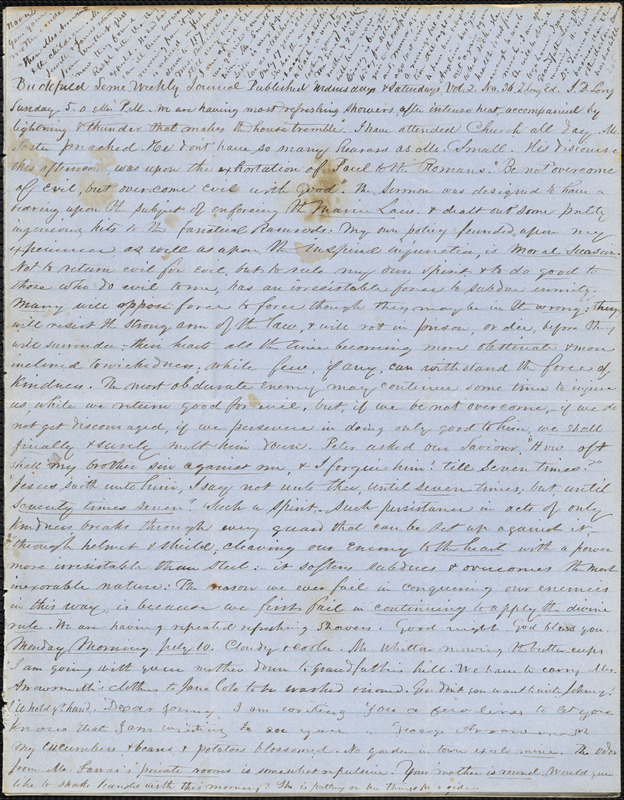 Letter from Zadoc Long to John D. Long, July 9, 1854