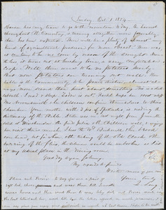 Letter from Zadoc Long and Julia Temple Davis Long to John D. Long, October 1, 1854