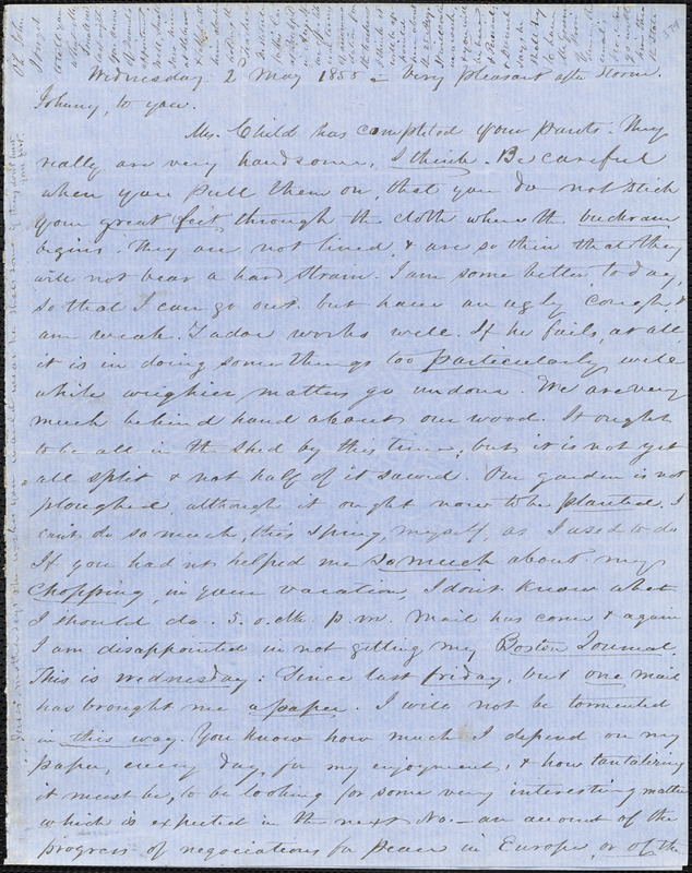 Letter from Zadoc Long to John D. Long, May 2, 1855