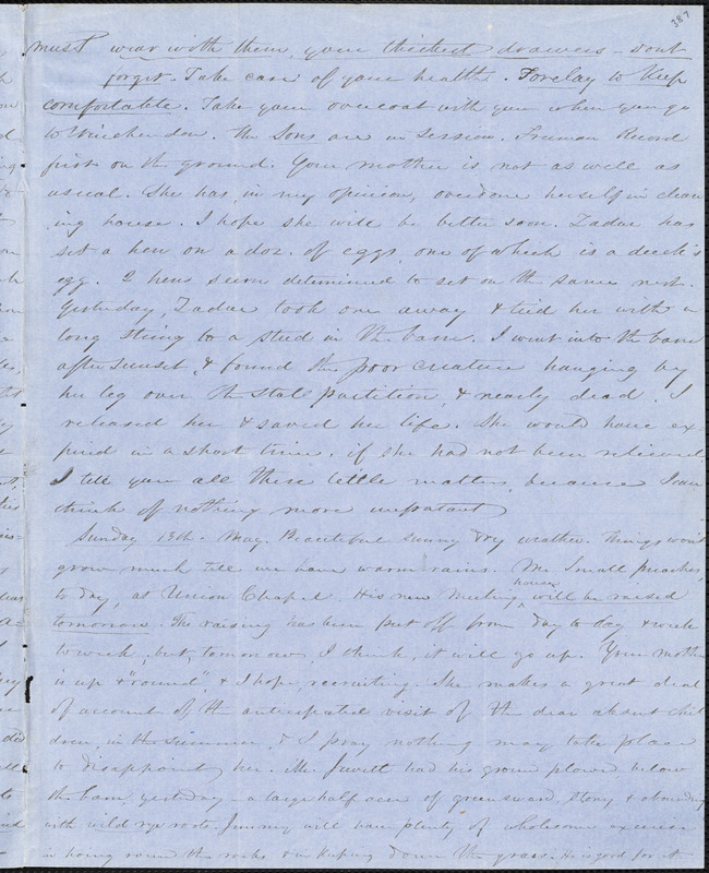 Letter from Zadoc Long and Julia Temple Davis Long to John D. Long, May 11, 1855