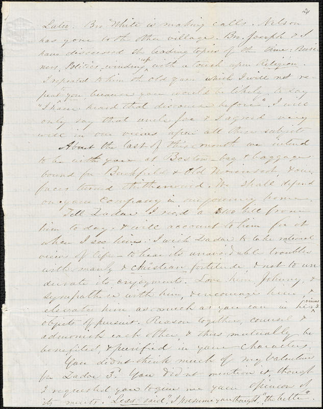 Letter from Zadoc Long to John D. Long, March 3-5, 1860