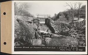 Beaver Brook at Pepper's mill pond dam, Ware, Mass., 8:50 AM, May 6, 1936