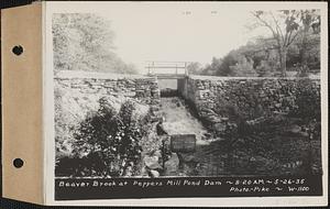 Beaver Brook at Pepper's mill pond dam, Ware, Mass., 8:20 AM, May 26, 1936