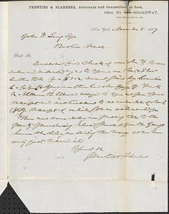 Letter from Prentiss & Flanders to John D. Long, November 5, 1869