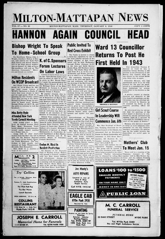 Milton Mattapan News, January 08, 1948 - Digital Commonwealth