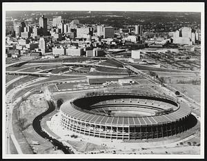 The Atlanta sports stadium (shown in a 1965 file photo) is the home of both the Braves, this city's major league baseball team, and the Falcons, Atlanta's big-league football team. As a booming sense of optimism and pride fills this city, Atlantans are succumbing to a fever for sports and cultural events. In addition to the spanking new stadium, the city also has a glistering civic auditorium and a Memorial Cultural Center to house its symphony, ballet, museum and a legitimate theater.