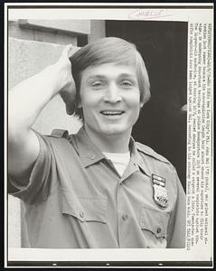 New York City's Ptl. John Bal ('70 photo), who gained national attention last summer because his non-regulation length hair almost caused his superiors to flip their wigs, is undergoing department hearings at police headquarters 10/9 on several complaints against him. The 24-year-old ex-Marine, at hearing 10/8, denied charges he called a sergeant a liar. Twenty-two specific complaints have been lodged against Bal, according to his attorney Ronald Gene Wohl.