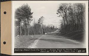 Contract No. 60, Access Roads to Shaft 12, Quabbin Aqueduct, Hardwick and Greenwich, looking ahead from Sta. 40+75, Greenwich and Hardwick, Mass., Oct. 21, 1938