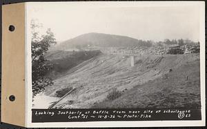 Contract No. 51, East Branch Baffle, Site of Quabbin Reservoir, Greenwich, Hardwick, looking southerly at baffle from near site of schoolhouse, Hardwick, Mass., Oct. 8, 1936