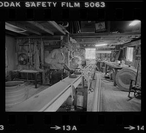 Ralph Johnson working in Pert Lowell's boat shop