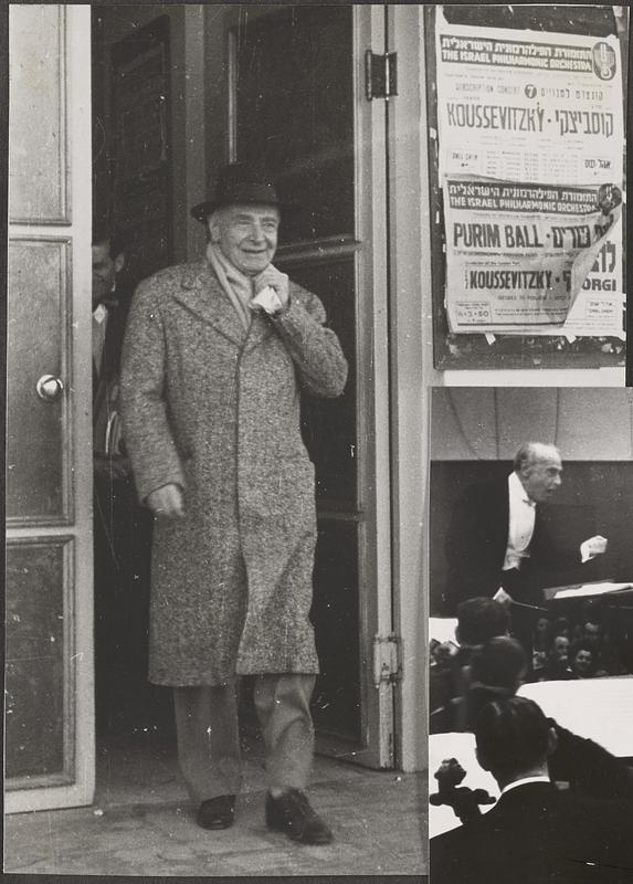 Dr. Koussevitzky leaving the Ohel Shem Hall, Tel-Aviv