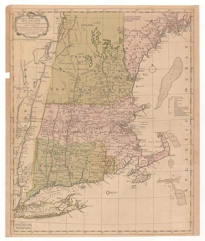 A map of the most inhabited part of New England, containing the provinces of Massachusetts Bay and New Hampshire, with the colonies of Conecticut and Rhode Island, divided into counties and townships: the whole composed from actual surveys and its situation adjusted by astronomical observations