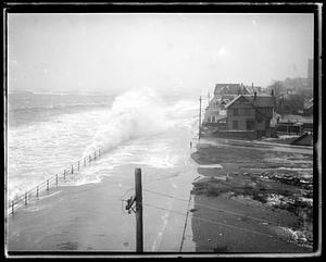 Winthrop Beach from bird's eye in a Northeast storm