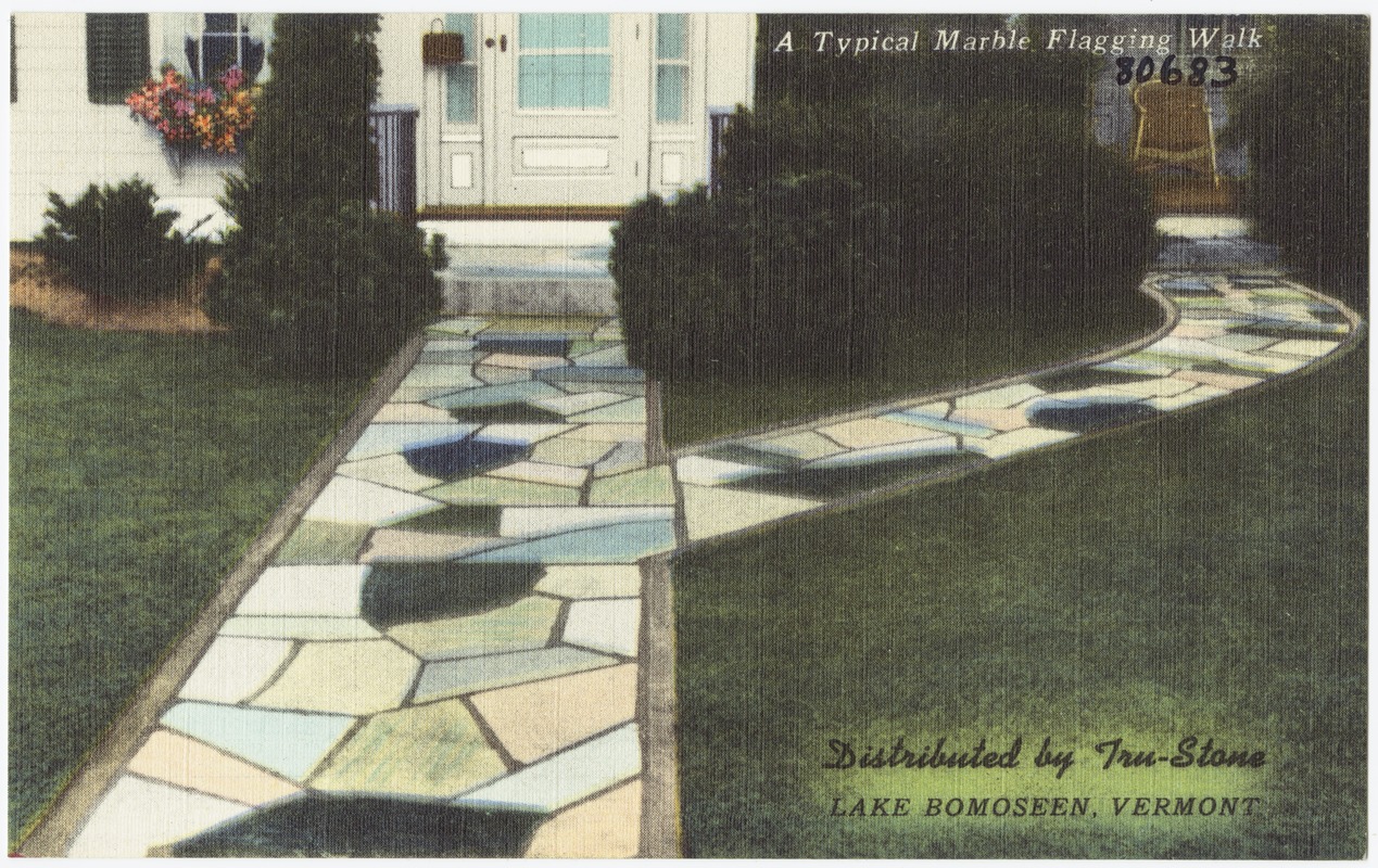 A typical marble flagging walk, distributed by Tru-Stone, Lake Bomoseen, Vermont